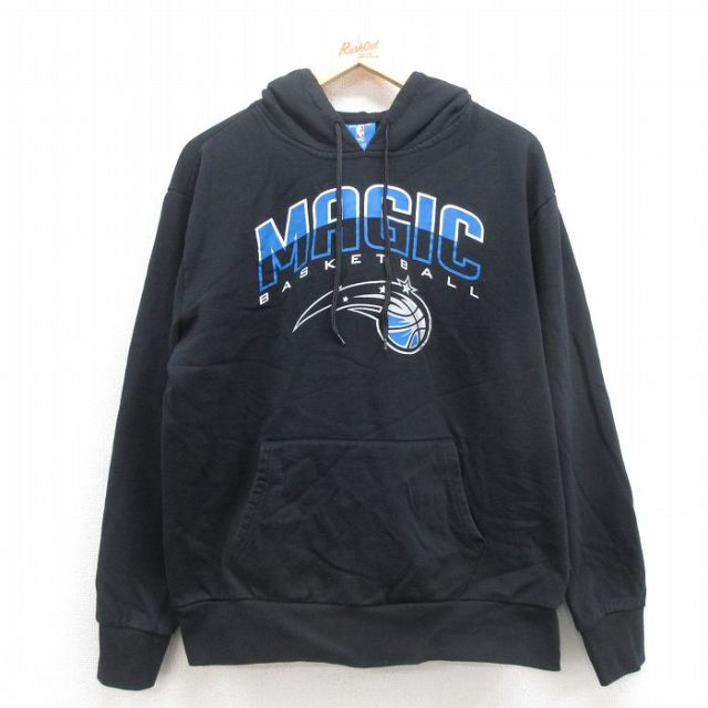 XL★古着 長袖 スウェット パーカー メンズ NBA オーランドマジック 黒 ブラック バスケットボール 25sep06 中古 スエット トレーナー トップス