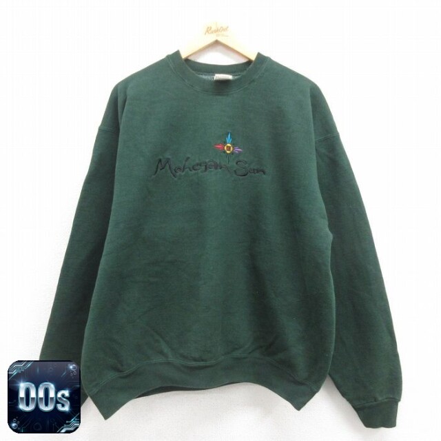 【50%OFF】フルーツオブザルーム 00s 長袖スウェット Mohegan Sun刺繍 グリーン XL | 古着