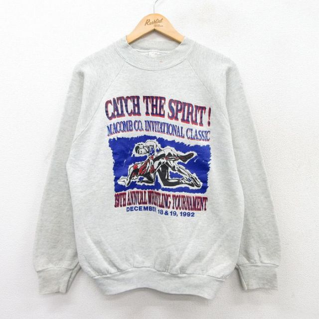 フルーツオブザルーム 90s 長袖スウェット レスリング グレー L | 古着