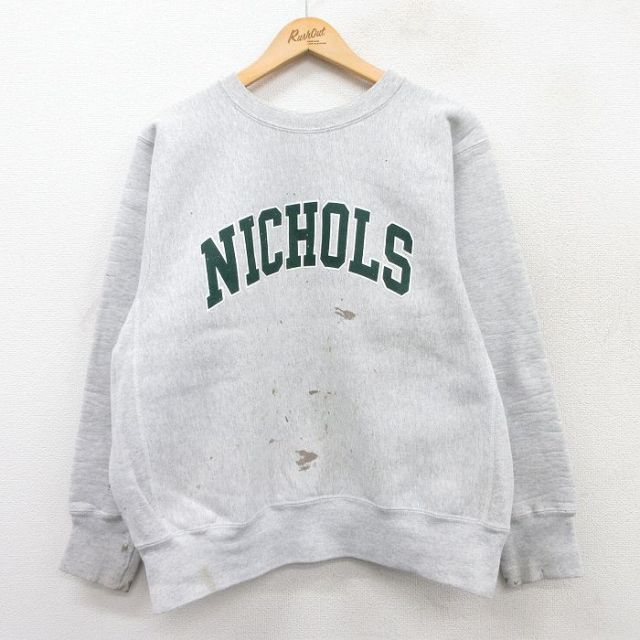 XL★古着 長袖 スウェット メンズ 90年代 90s NICHOLS クルーネック 薄グレー 霜降り 25sep06 中古 スエット トレーナー トップス