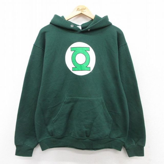 L★古着 長袖 スウェット パーカー メンズ DCコミックス グリーンランタン 緑 グリーン 25sep06 中古 スエット トレーナー トップス