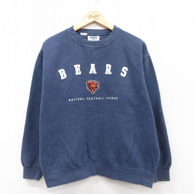 XL★古着 リー Lee 長袖 スウェット メンズ 00年代 00s NFL シカゴベアーズ クルーネック 紺 ネイビー アメフト スーパーボウル 25sep06 中古 スエット トレーナー トップス