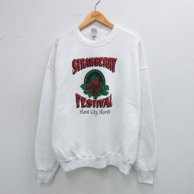 フルーツオブザルーム 90s 長袖スウェット いちごフェスティバル ホワイト XL | 古着