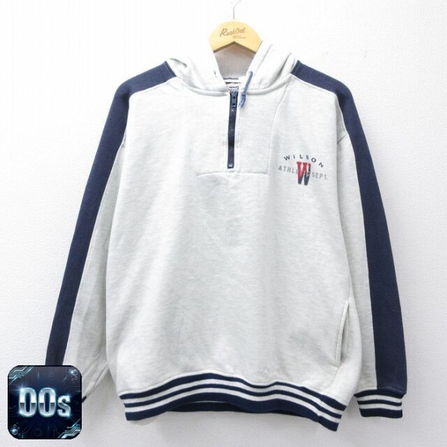 【50%OFF】ウィルソン 00s 長袖ハーフジップスウェット ワンポイントロゴ グレー L | 古着