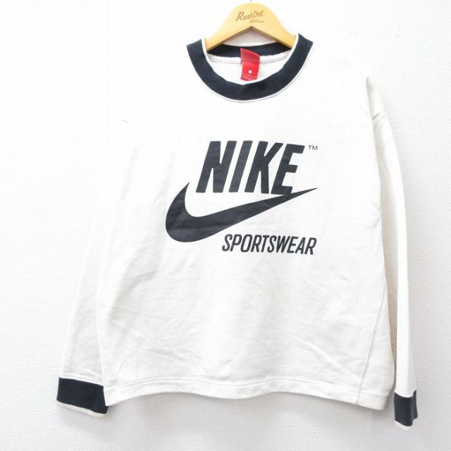 XL★古着 ナイキ NIKE 長袖 スウェット メンズ ビッグロゴ ロング丈 白他 ホワイト 25sep08 中古 スエット トレーナー トップス