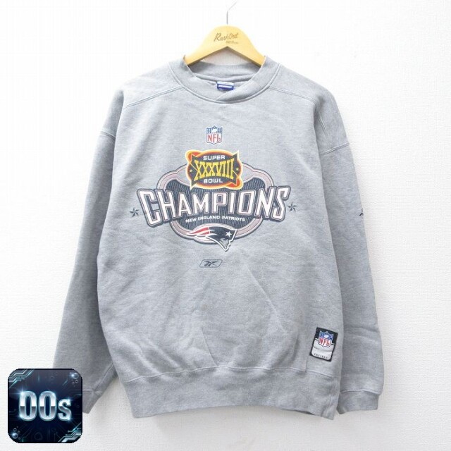 【50%OFF】リーボック 00s 長袖スウェット NFLニューイングランドペイトリオッツ グレー XL | 古着