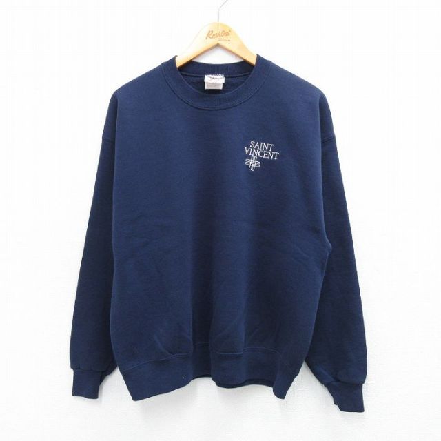 L★古着 ジャージーズ 長袖 スウェット メンズ 00年代 00s SAINT VINCENT クルーネック 紺 ネイビー 25sep08 中古 スエット トレーナー トップス