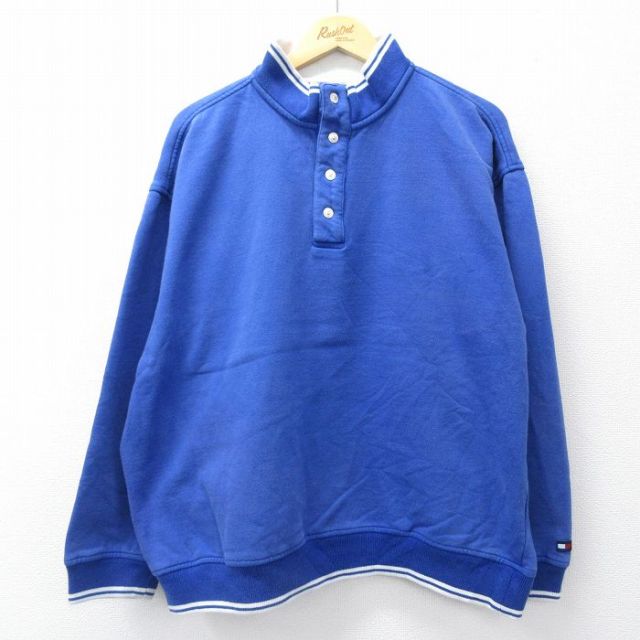 XL★古着 トミーヒルフィガー TOMMY HILFIGER 長袖 ブランド スウェット メンズ 大きいサイズ 青 ブルー 25sep08 中古 スエット トレーナー トップス