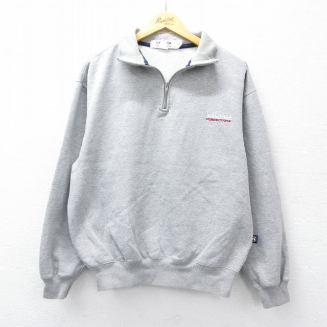XL★古着 ノーティカ NAUTICA 長袖 ブランド ハーフジップ スウェット メンズ ワンポイントロゴ コンペティション グレー 霜降り 25sep08 中古 スエット トレーナー トップス