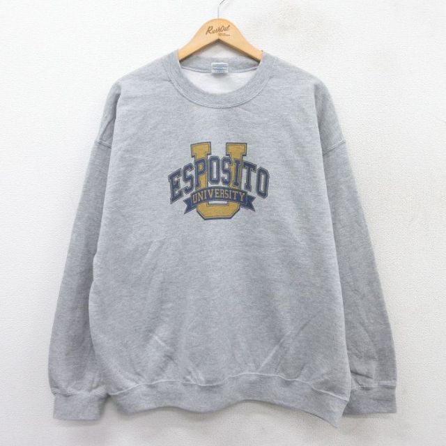 XL★古着 長袖 スウェット メンズ 00年代 00s ESPOSITO 大きいサイズ クルーネック グレー 霜降り 25sep09 中古 スエット トレーナー トップス