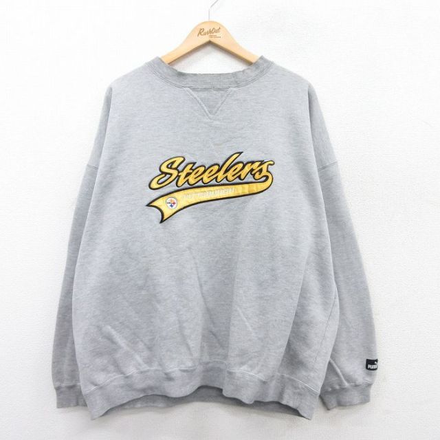 【50%OFF】プーマ 00s 長袖スウェット NFLピッツバーグスティーラーズ グレー XL | 古着