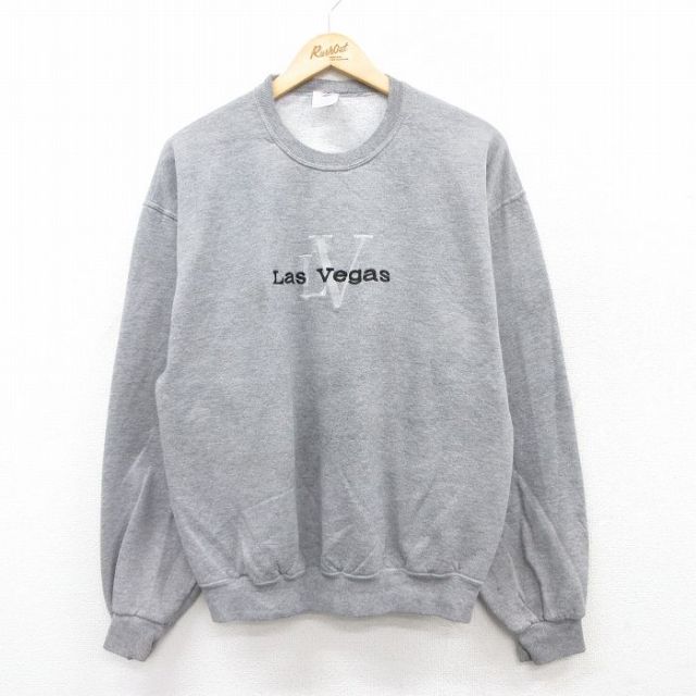 【50%OFF】ジャージーズ 00s 長袖スウェット ラスベガス刺繍 グレー L | 古着