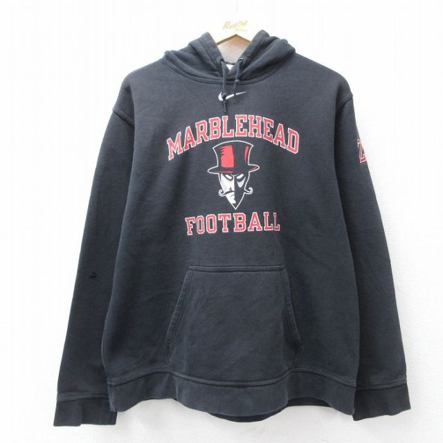 XL★古着 ナイキ NIKE 長袖 スウェット パーカー メンズ MARBLE HEAD 黒 ブラック 25sep09 中古 スエット トレーナー トップス