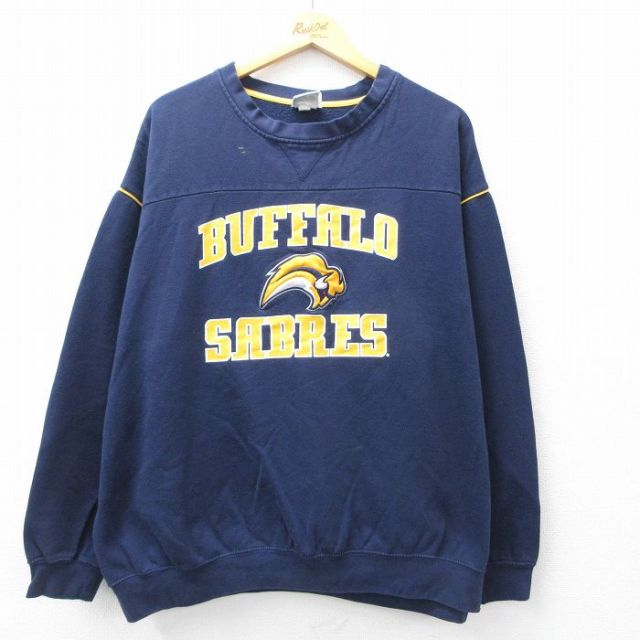 【50%OFF】マジェスティック 00s 長袖スウェット バッファローセイバーズ刺繍 ネイビー XL | 古着