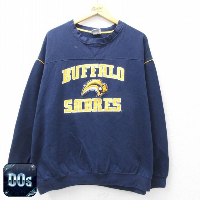 【50%OFF】マジェスティック 00s 長袖スウェット バッファローセイバーズ刺繍 ネイビー XL | 古着