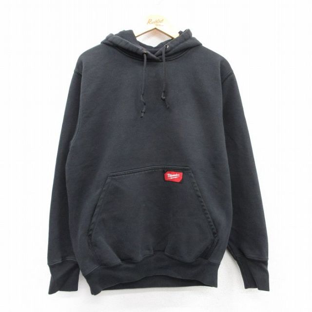 XL★古着 長袖 スウェット パーカー メンズ milwaukee 黒 ブラック 25sep10 中古 スエット トレーナー トップス