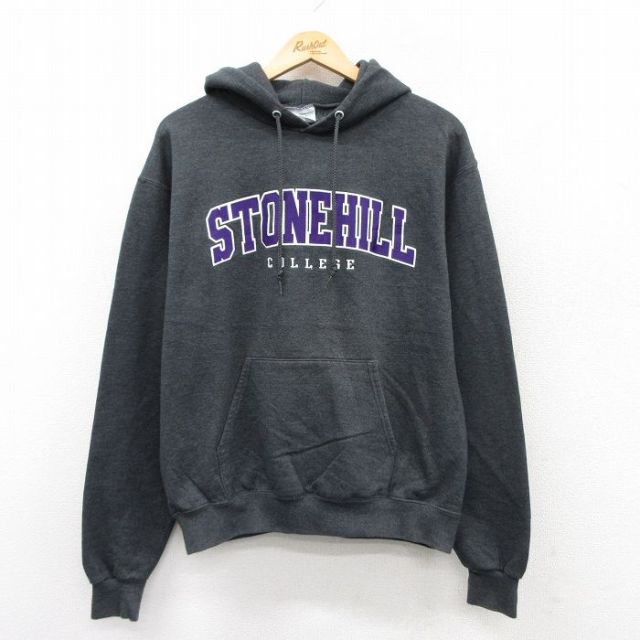 M★古着 チャンピオン Champion 長袖 スウェット パーカー メンズ STONEHILL 濃グレー 霜降り 25sep10 中古 スエット トレーナー トップス