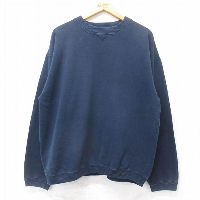 【20%OFF】XL★古着 チャンピオン champion 長袖 スウェット メンズ 00年代 00s 無地 クルーネック 紺 ネイビー 25sep11 中古 スエット トレーナー トップス