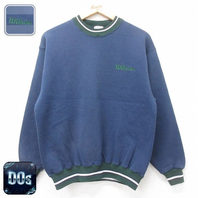 【50%OFF】ウィルソン 00s 長袖スウェット ワンポイントロゴ ネイビー M | 古着