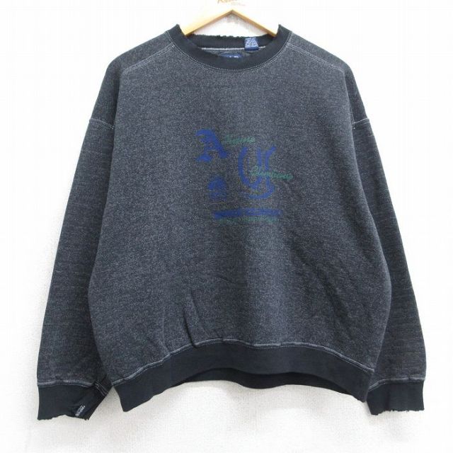 L★古着 ギャップ GAP 長袖 スウェット メンズ 90年代 90s Alpine Climbing クルーネック USA製 黒 ブラック 霜降り 25sep12 中古 スエット トレーナー トップス