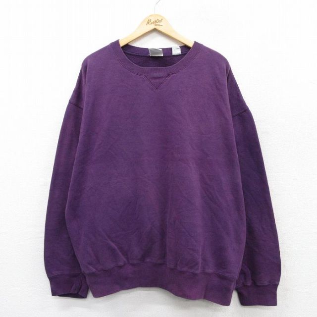 XL★古着 ギャップ GAP 長袖 スウェット メンズ 90年代 90s 無地 大きいサイズ クルーネック 紫 パープル 【spe】 25sep13 中古 スエット トレーナー トップス
