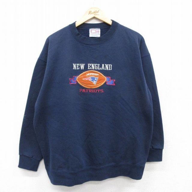 00s 長袖スウェット NFLニューイングランドペイトリオッツ ネイビー XL | 古着