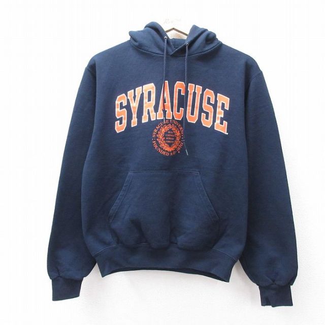 M★古着 チャンピオン champion 長袖 スウェット パーカー メンズ 00年代 00s シラキュース カレッジ 紺 ネイビー 25sep13 中古 スエット トレーナー トップス