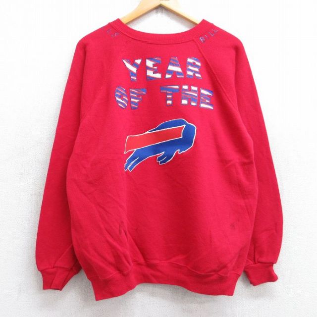 ヘインズ 80s ラグランスウェット NFL バッファロービルズハンドペイント レッド L | 古着