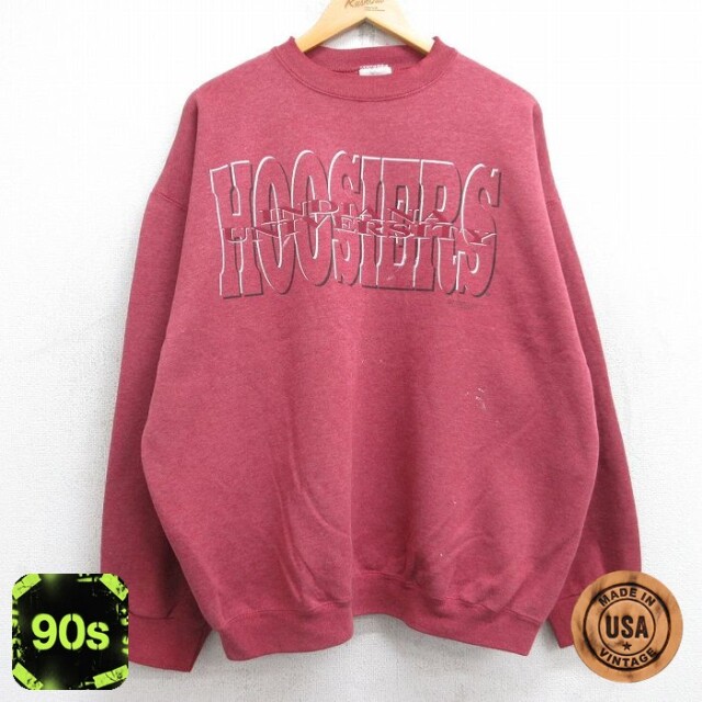 TULTEX 90s 長袖スウェット インディアナフージャーズ バーガンディ XL | 古着