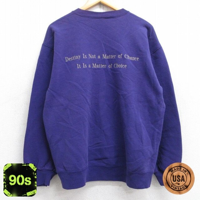 ラッセル 90s 長袖スウェット GIRLS CLUB刺繍 パープル L | 古着