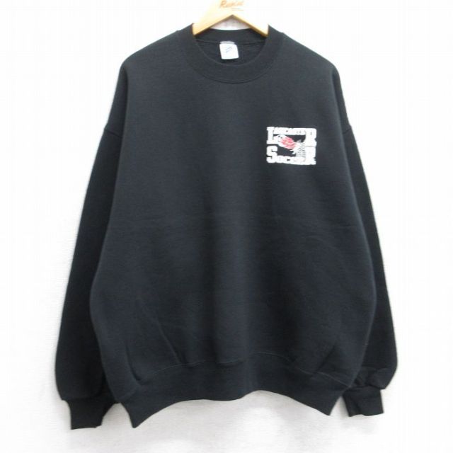 XL★古着 ジャージーズ 長袖 スウェット メンズ 90年代 90s ランカスター サッカー クルーネック USA製 黒 ブラック 25sep13 中古 スエット トレーナー トップス