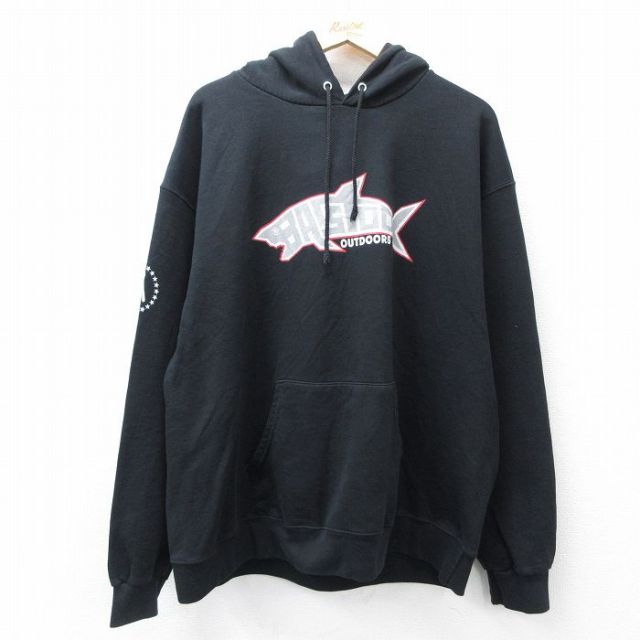 XL★古着 チャンピオン Champion 長袖 スウェット パーカー メンズ BARSTOOL 大きいサイズ 黒 ブラック 25sep16 中古 スエット トレーナー トップス
