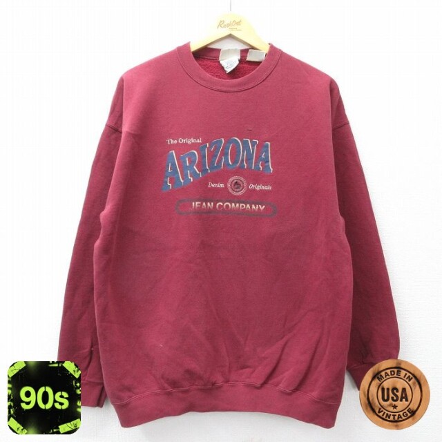 【50%OFF】アリゾナジーンズ 90s 長袖スウェット ビッグロゴ バーガンディ L | 古着