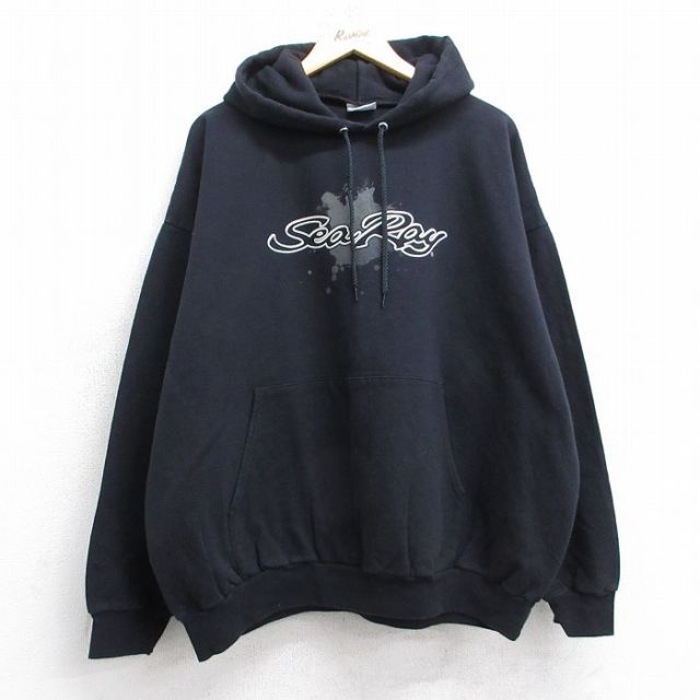 XL★古着 ヘインズ Hanes 長袖 スウェット メンズ 00年代 00s Sea Ray 大きいサイズ 黒 ブラック 25sep16 中古 スエット トレーナー トップス
