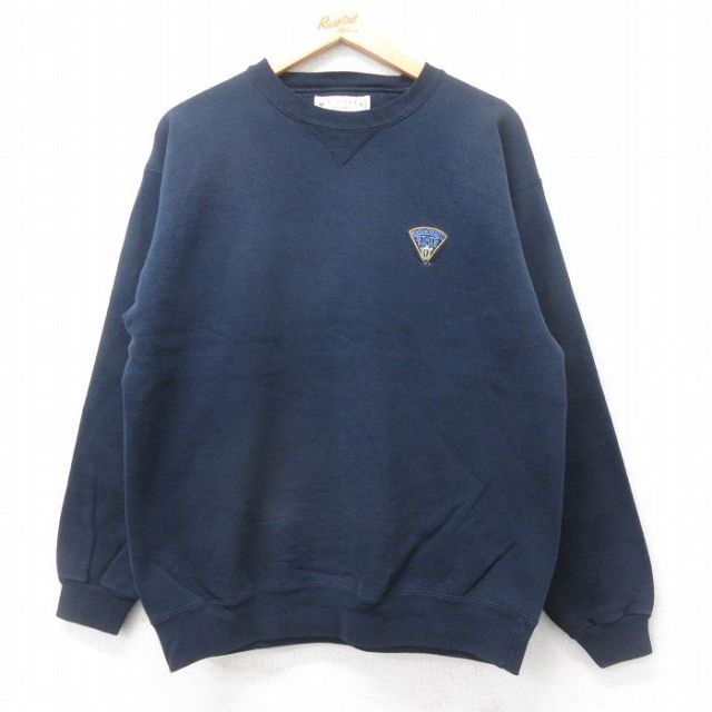 L★古着 長袖 スウェット メンズ 90年代 90s ポリス クルーネック USA製 紺 ネイビー 25sep16 中古 スエット トレーナー トップス