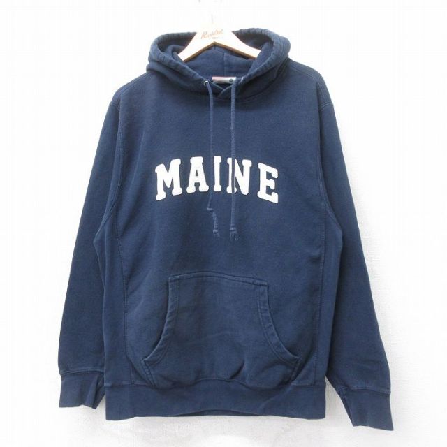 L★古着 MVスポーツ 長袖 スウェット パーカー メンズ MAINE 紺 ネイビー 25sep16 中古 スエット トレーナー トップス