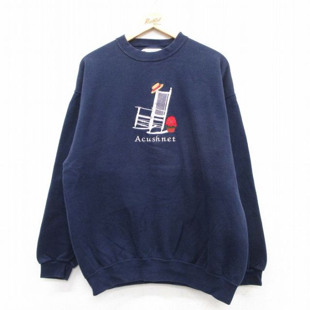 【50%OFF】Acushnet 90s 長袖スウェット 刺繍 ネイビー L | 古着