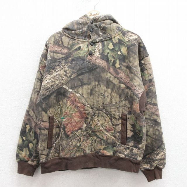 XL★古着 Arborwear 長袖 スウェット パーカー メンズ モッシーオーク コットン 茶他 ブラウン 迷彩 【spe】 25sep17 中古 スエット トレーナー トップス