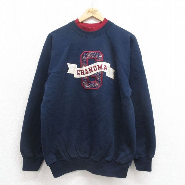 【50%OFF】00s ラグランスウェット グランマ ネイビー L | 古着