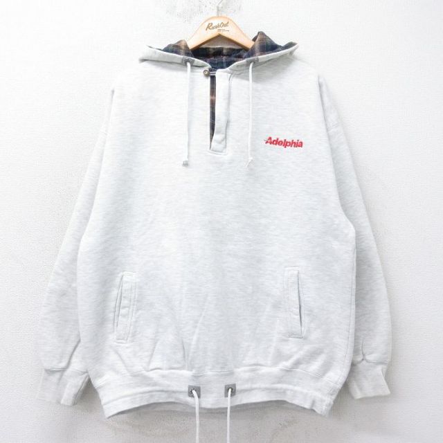 XL★古着 長袖 ハーフジップ スウェット パーカー メンズ 00年代 00s Adelphia 薄グレー 霜降り 25sep17 中古 スエット トレーナー トップス