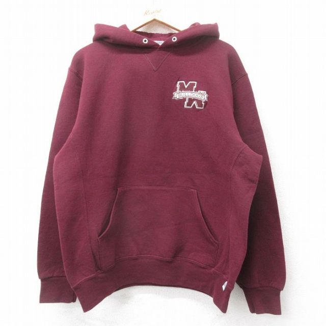 L★古着 ラッセル 長袖 スウェット パーカー メンズ 00年代 00s BULLDOGS エンジ 25sep17 中古 スエット トレーナー トップス