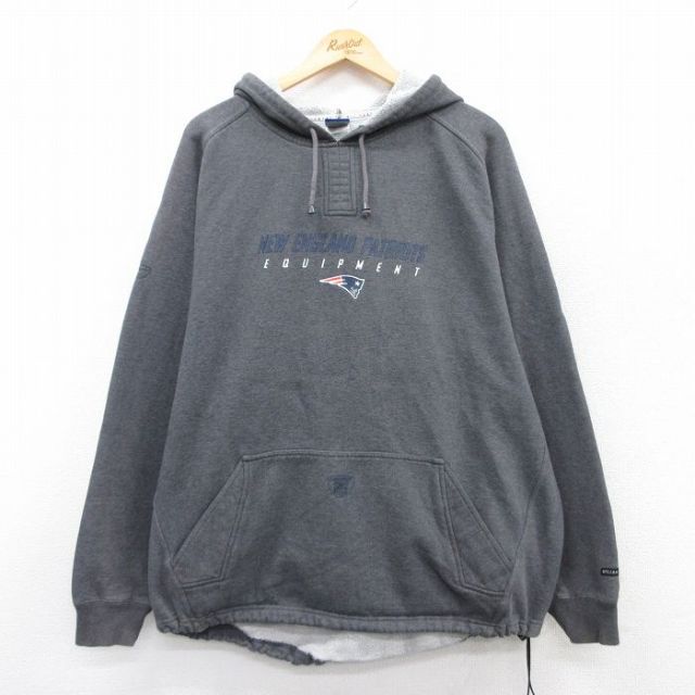 【50%OFF】リーボック 長袖パーカー NFL ニューイングランドペイトリオッツ グレー XL | 古着