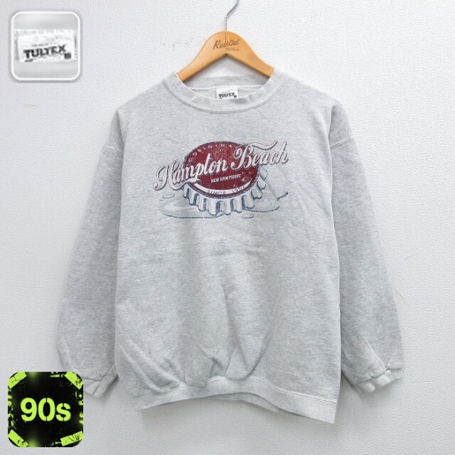 90s 長袖スウェット Hampton 霜降り グレー M | 古着