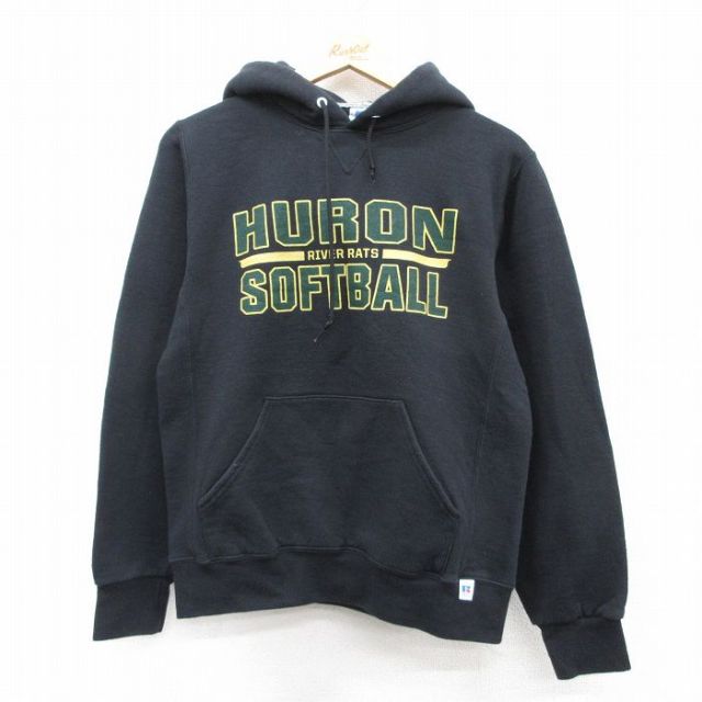 M★古着 ラッセル 長袖 スウェット パーカー メンズ 00年代 00s HURDN 黒 ブラック 25sep19 中古 スエット トレーナー トップス