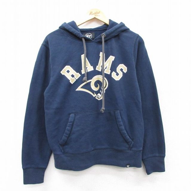 L★古着 長袖 スウェット パーカー メンズ RAMS 紺 ネイビー 25sep19 中古 スエット トレーナー トップス