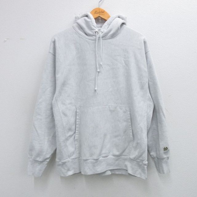 XL★古着 長袖 スウェット パーカー メンズ 無地 ノートルダム 薄グレー 霜降り 25sep24 中古 スエット トレーナー トップス