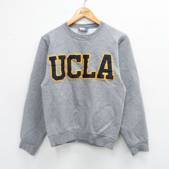 XS★古着 長袖 スウェット メンズ 90年代 90s UCLA クルーネック USA製 グレー 霜降り 25sep24 中古 スエット トレーナー トップス