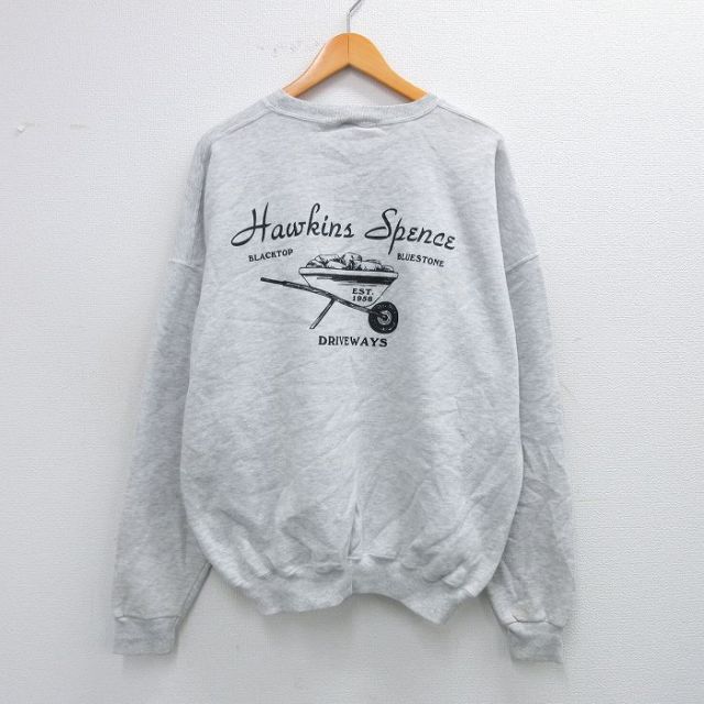 XL★古着 ラッセル 長袖 スウェット メンズ 00年代 00s Hawkins Spence 大きいサイズ クルーネック 薄グレー 霜降り 25sep24 中古 スエット トレーナー トップス