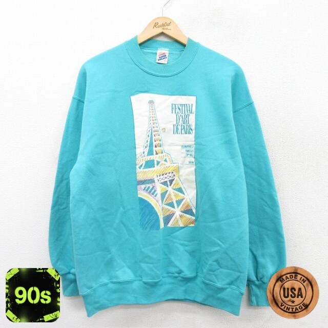 ジャージーズ 90s 長袖スウェット パリ ライトブルー L | 古着