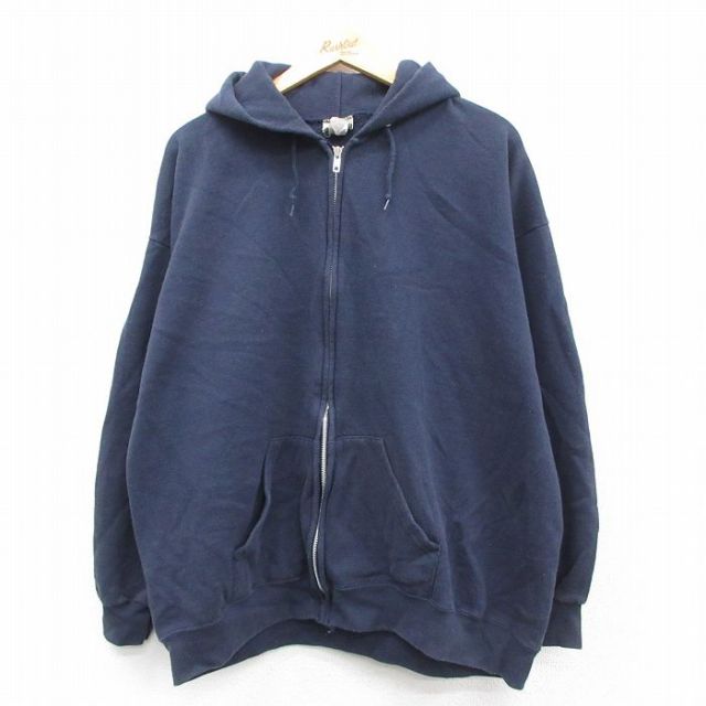 XL★古着 リー Lee 長袖 フルジップ スウェット パーカー メンズ 00年代 00s 無地 大きいサイズ 紺 ネイビー 25sep20 中古 スエット トレーナー トップス